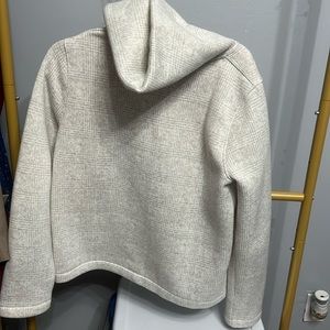 J Crew fleece lined sweater. Cowl neck. Size L